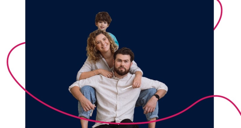 Image of Dasha Kichuk, cofounder of Ukrainian tech startup Effa, with her family.