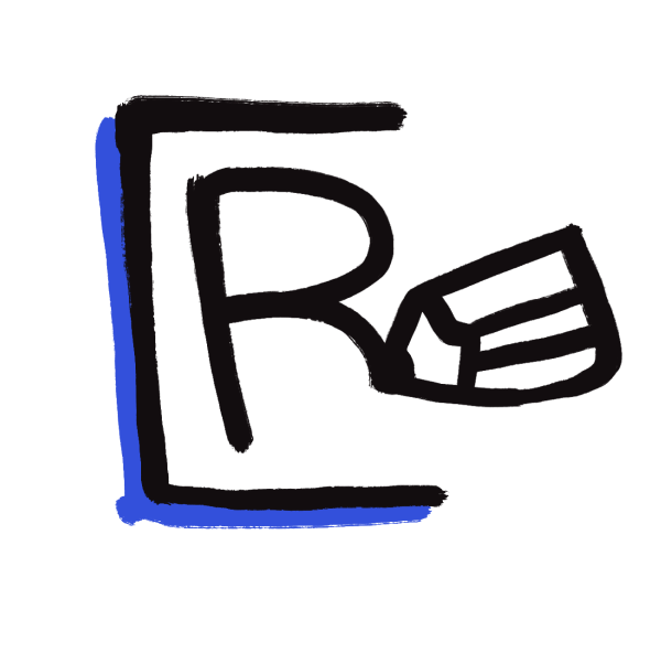 Pencil writing letter 'R' doodle