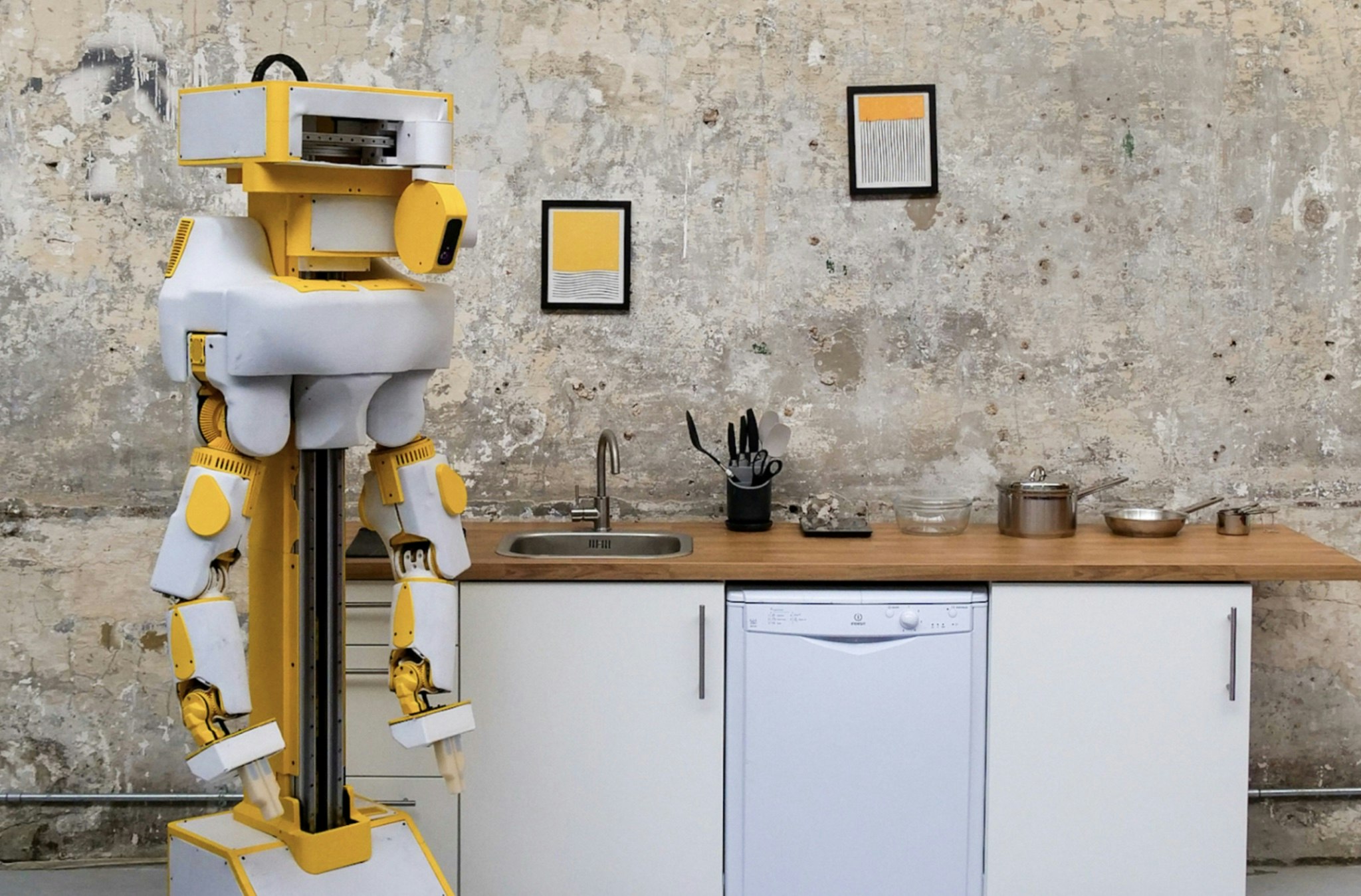 An image of Prosper's robot next to a kitchen worktop