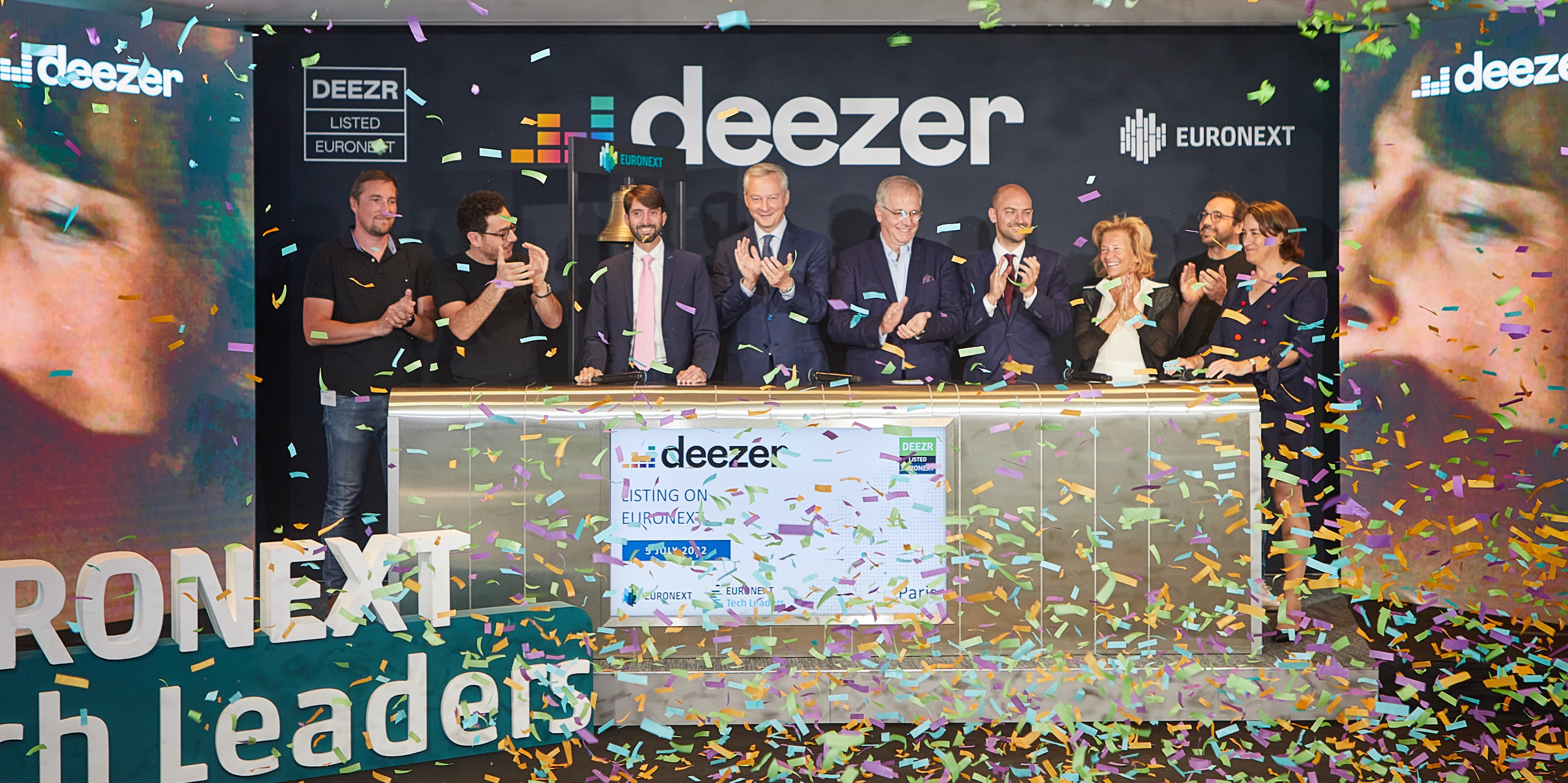 Deezer CEO Jeronimo Folgueira and France Economy Minister Bruno Le Maire.