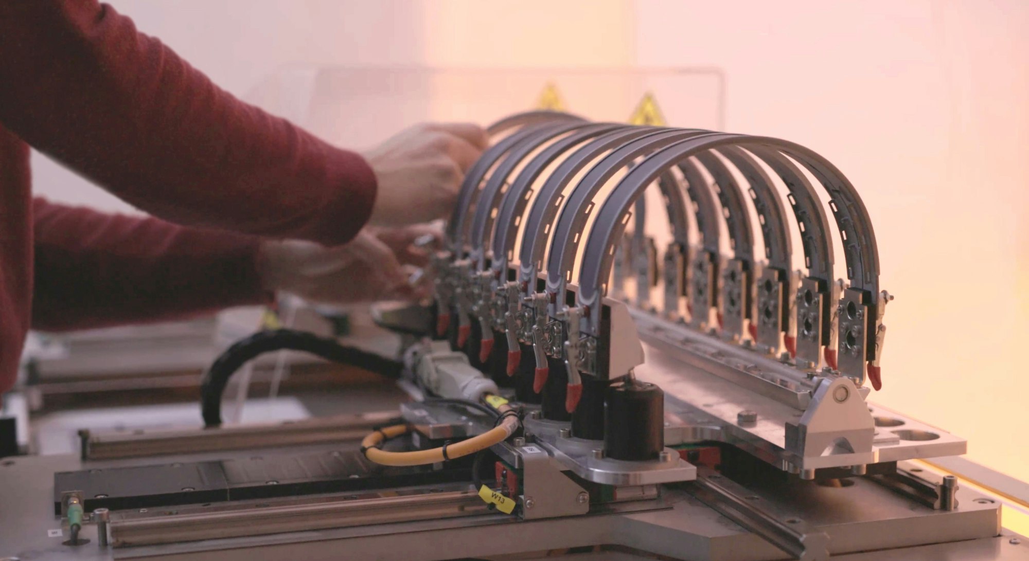 Picture of the bending machine of startup Exeger, making flexible solar panels for gadgets