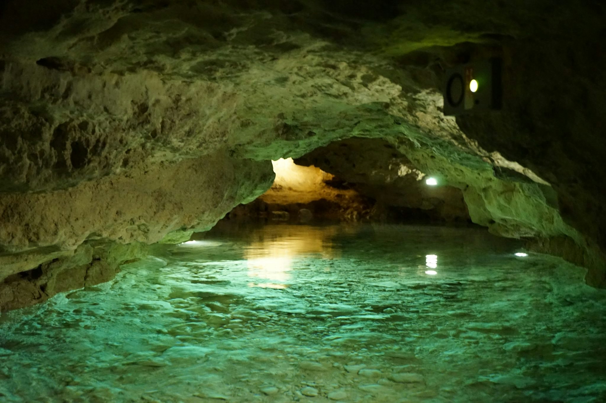 Image from inside a cave lake, metres below the town of Tapolca in Hungary.
