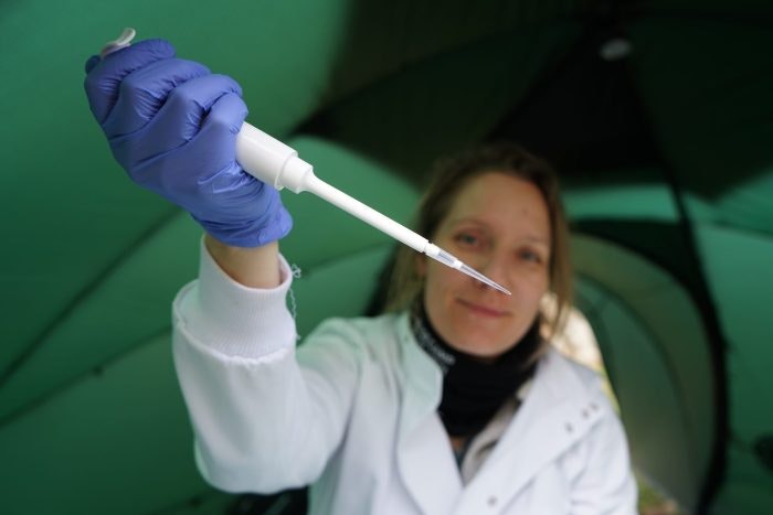 A close up of one of the pipettes Basecamp's scientists use to extract DNA from samples.