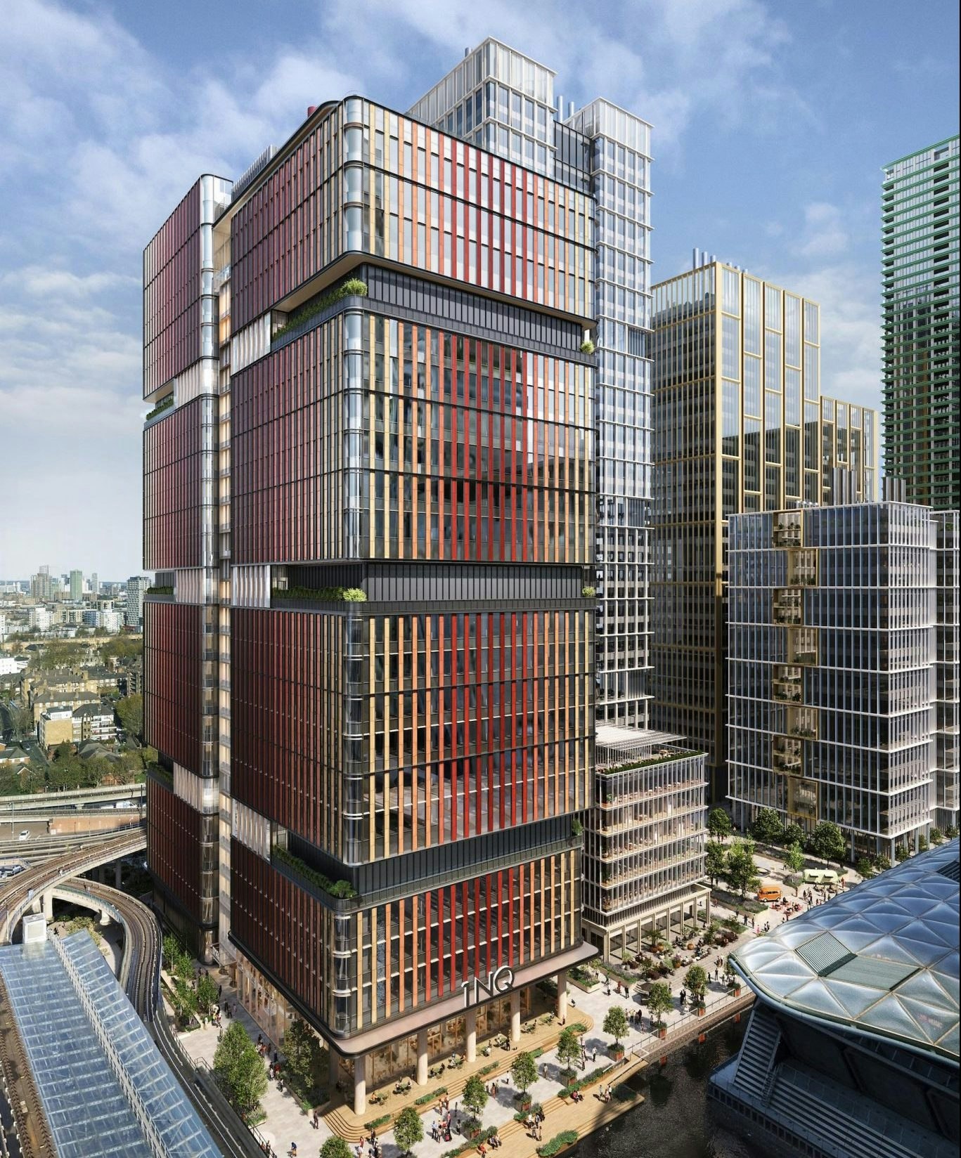 A CGI plan for the Canary Wharf North Quay development
