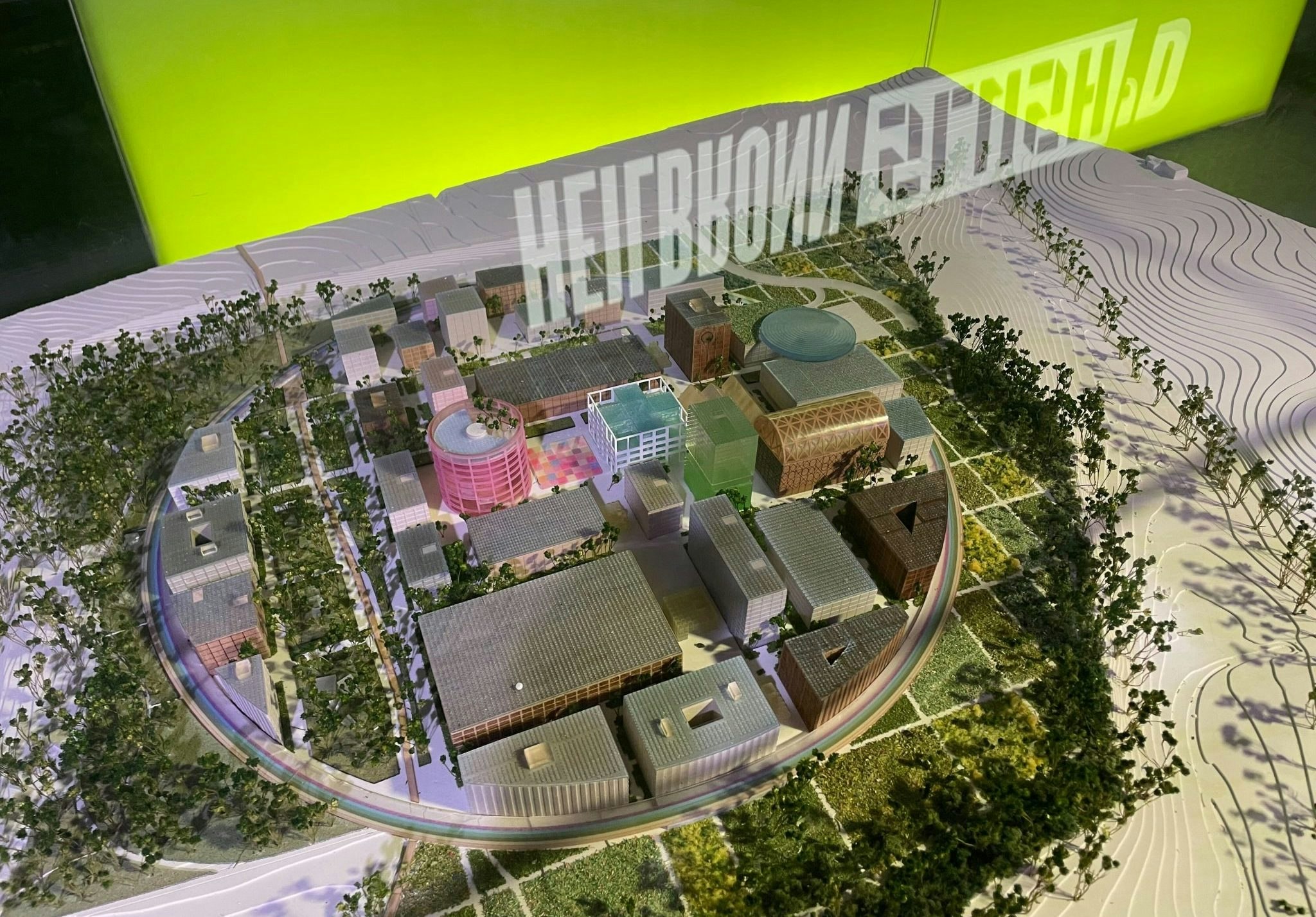 A closeup of the travelling AI campus model, which was loaned out to Slush'd tech conference in Heilbronn this year