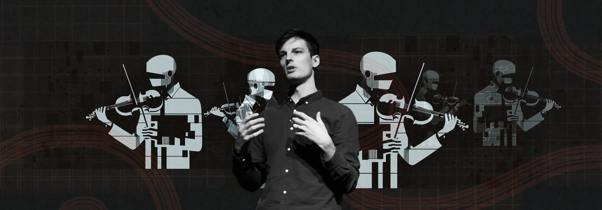 An AI-enhanced image of Ed Newton Rex, former head of audio at Stability AI
