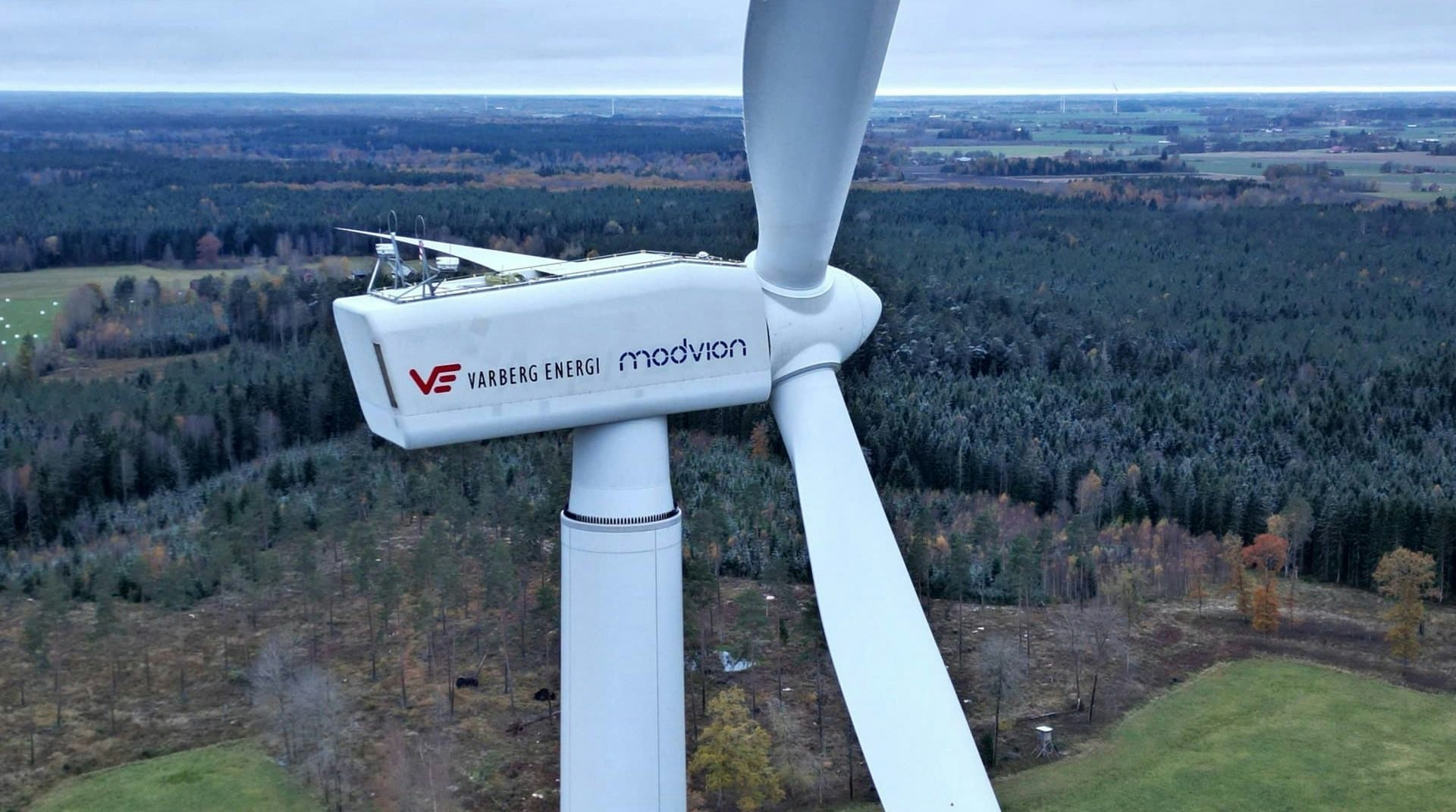 The top of a wind turbine