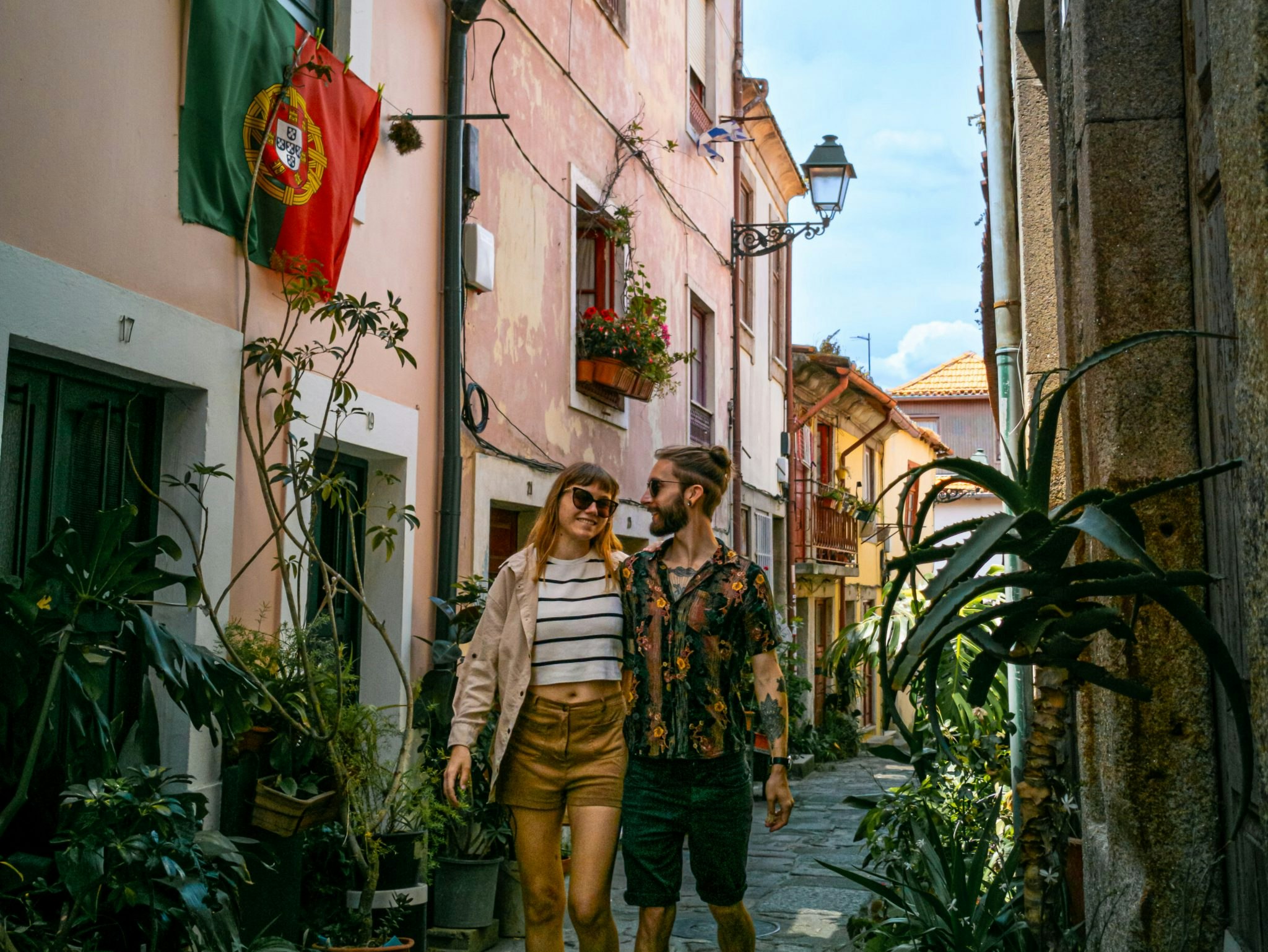 Digital nomads Hayley Knight, pictured with her husband, Marcus Knight, in Porto, Portugal