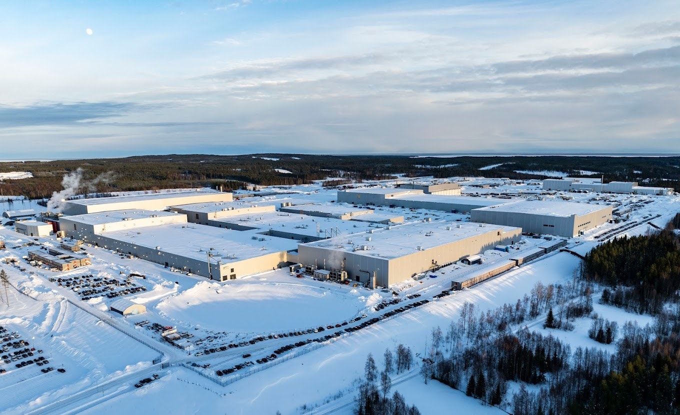 Northvolt Ett, Skellefteå, under a blanket of snow