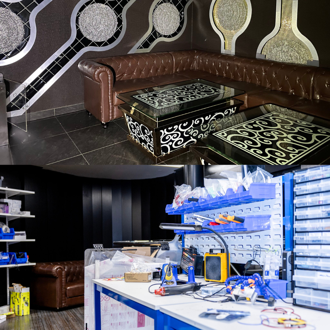 The lab space, before and after conversion