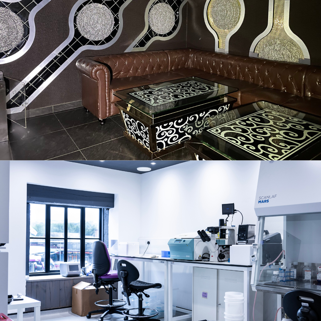 The Unicorn Biotechnologies lab, before and after conversion