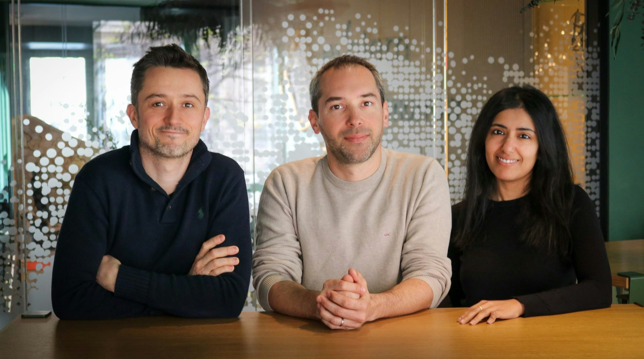 A picture of Evolem's venture team: Rémi Berthier, Thomas Rival and Nadia El Idrissi