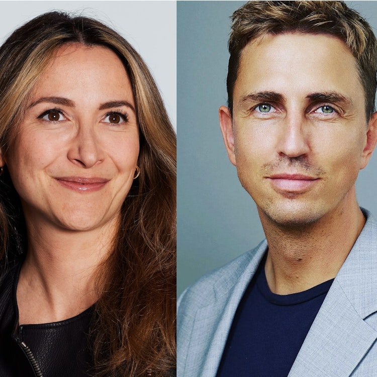 Collage of Laura Connell, partner at Atomico, and Andreas Cleve, CEO of GenAI startup Corti