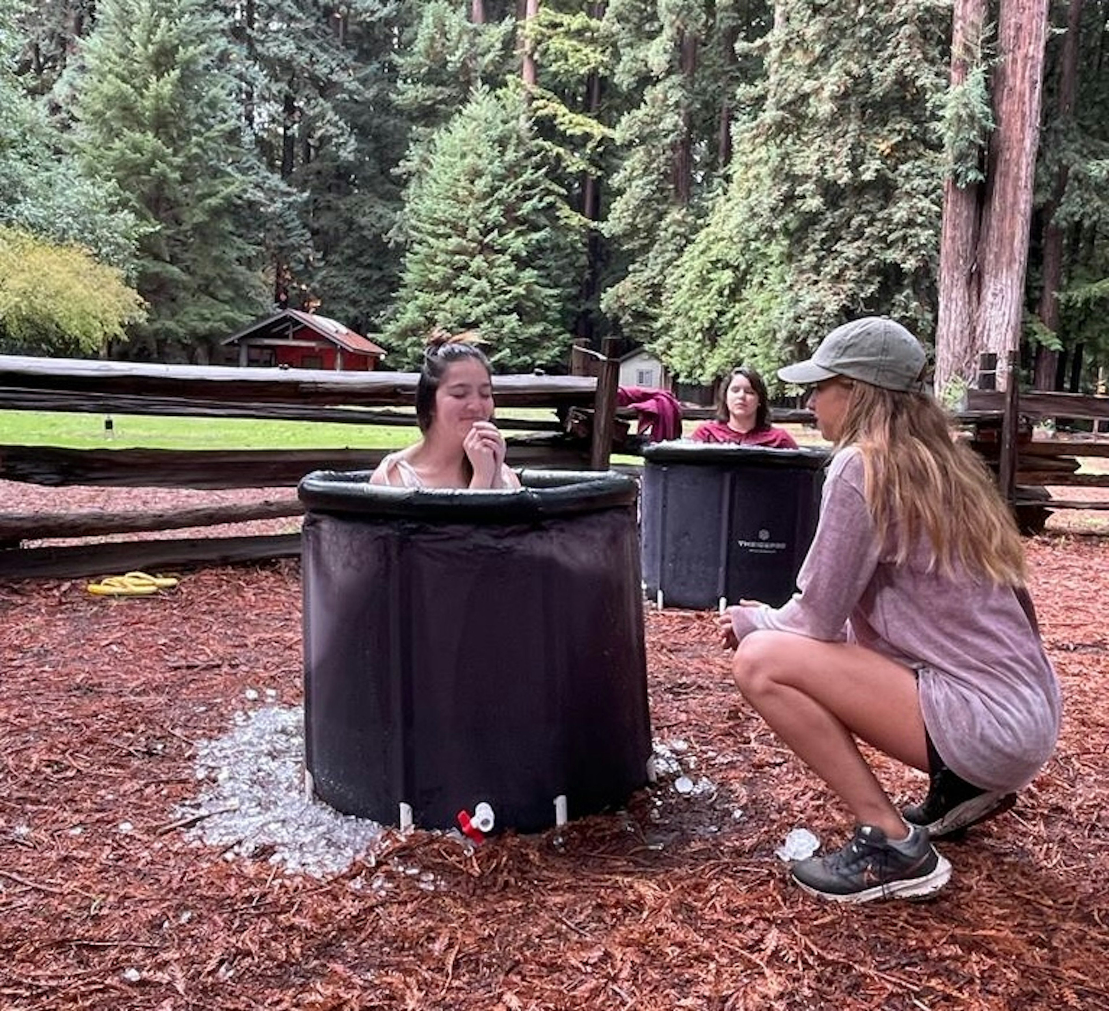 One of the participants in 5050's deeptech company builder doing an ice bath.