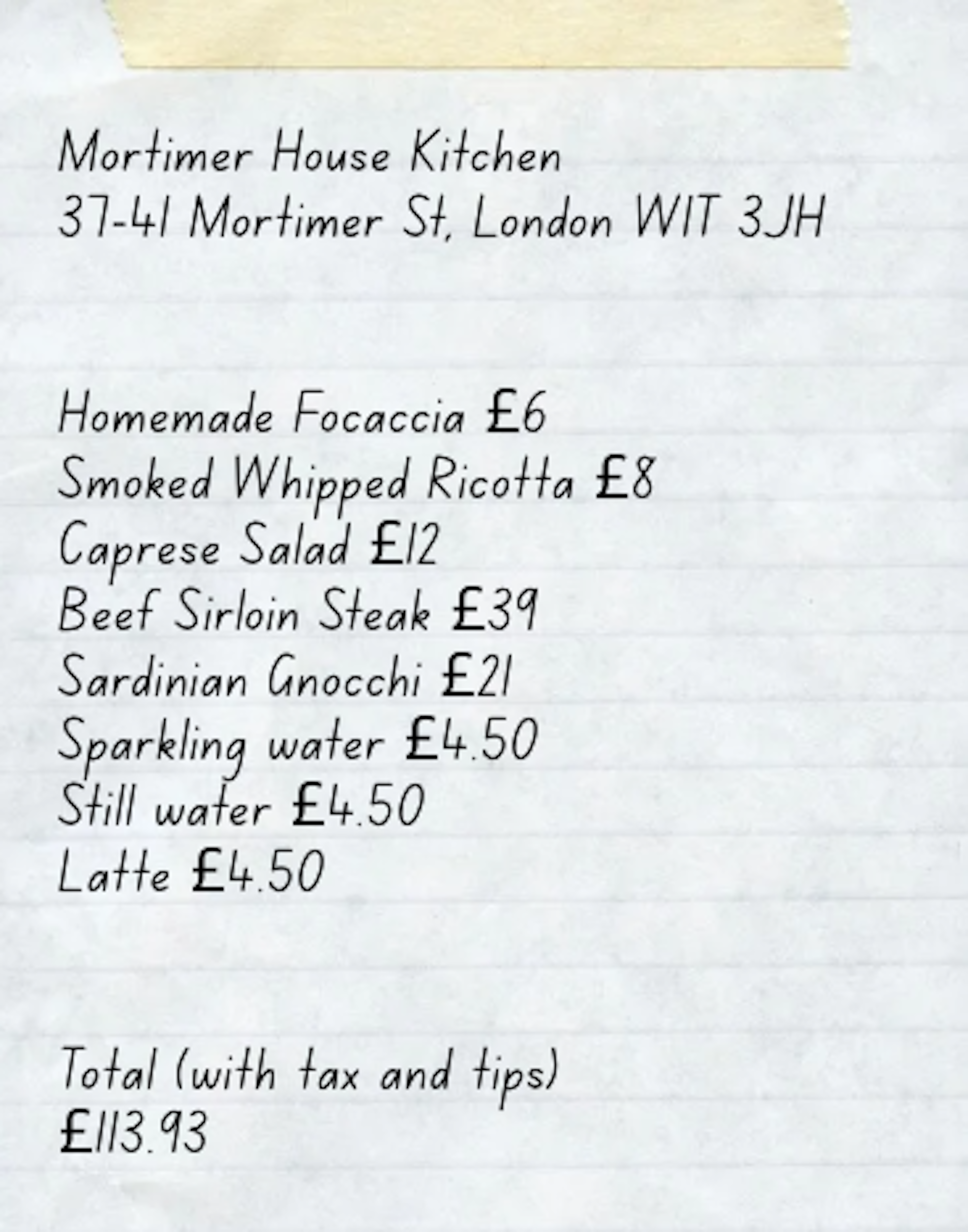 Riparbelli brunch bill