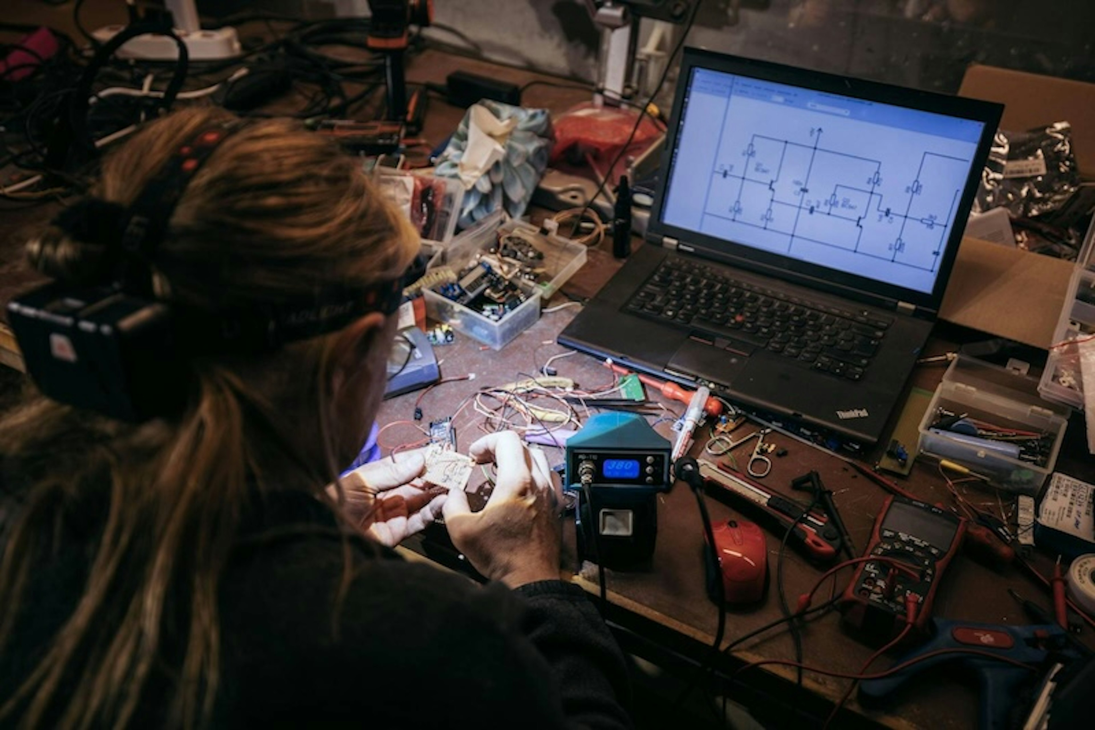 Someone working on their tech at one of Darkstar's bootcamps.