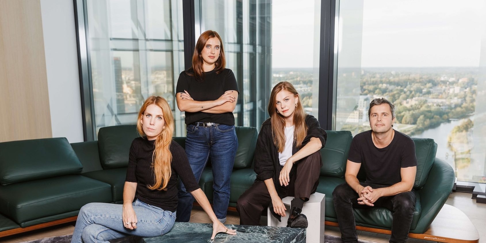 Photo of Outlast's founding partners: Egita Polanska, Marija Rucevska, Mikaela Pedersen and Kristaps Prusis.