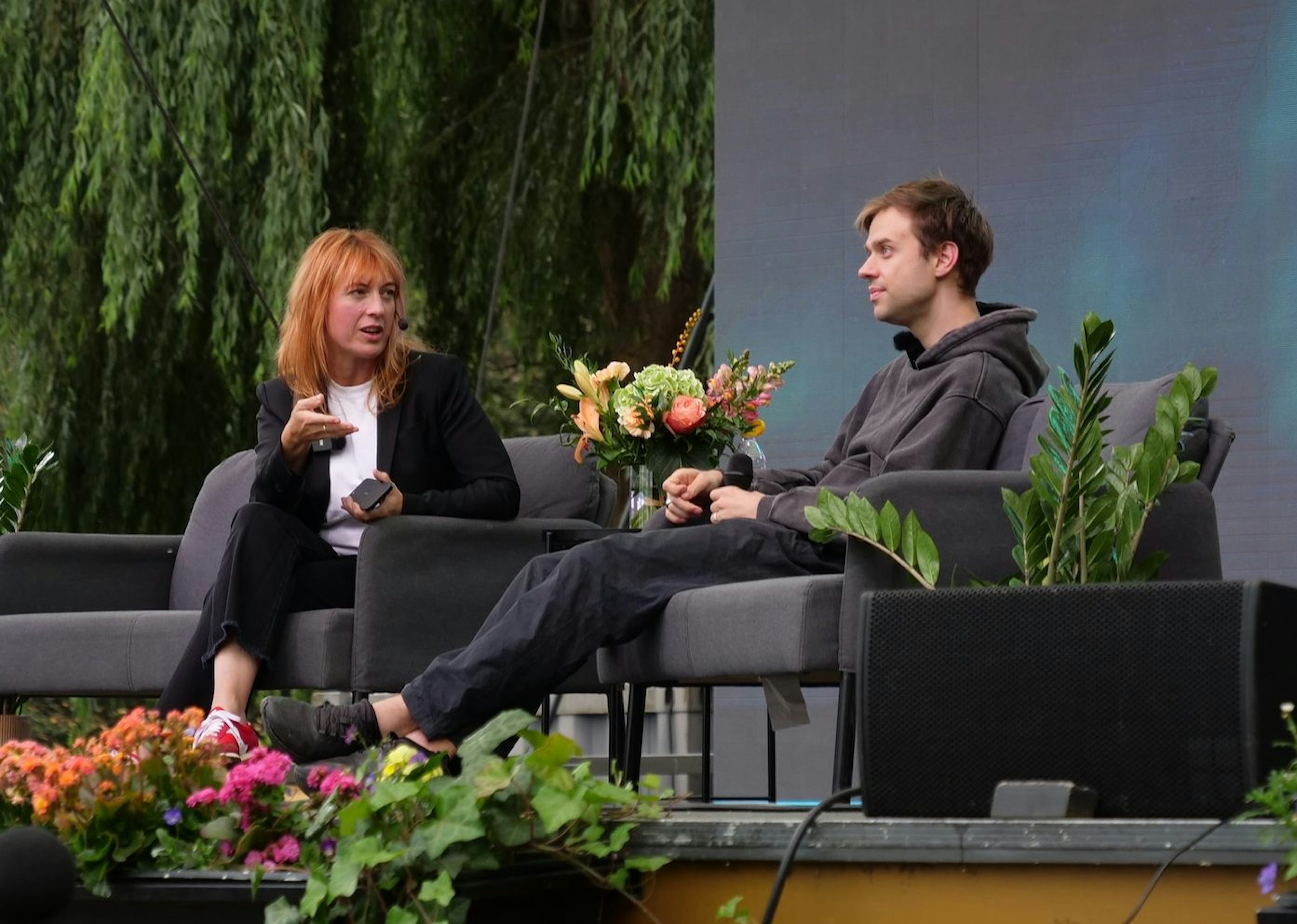 Picture of Lovable's CEO Anton Osika on stage at Nordic Tech Week.