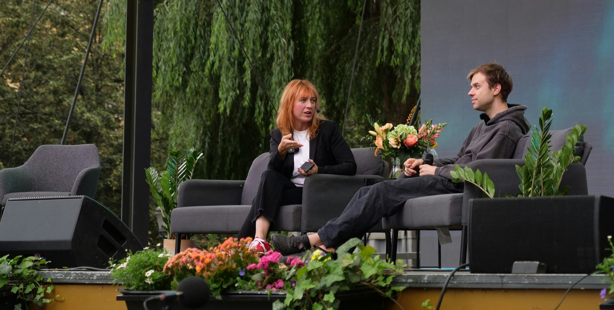 Picture of Lovable's CEO Anton Osika on stage at Nordic Tech Week.