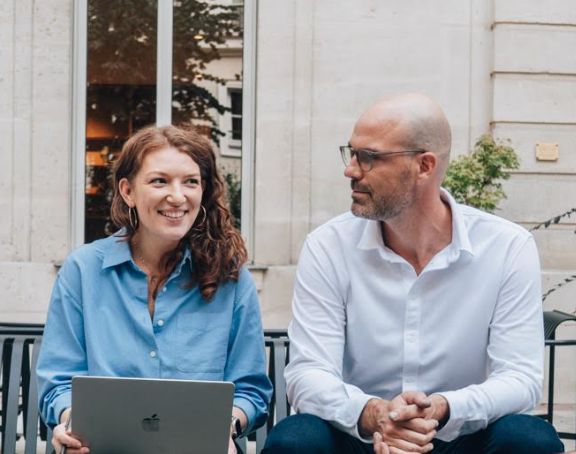 A picture of H Company head of people Audrey Collot and talent lead Geoffroy Hussenot