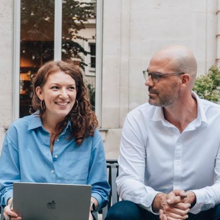 A picture of H Company head of people Audrey Collot and talent lead Geoffroy Hussenot