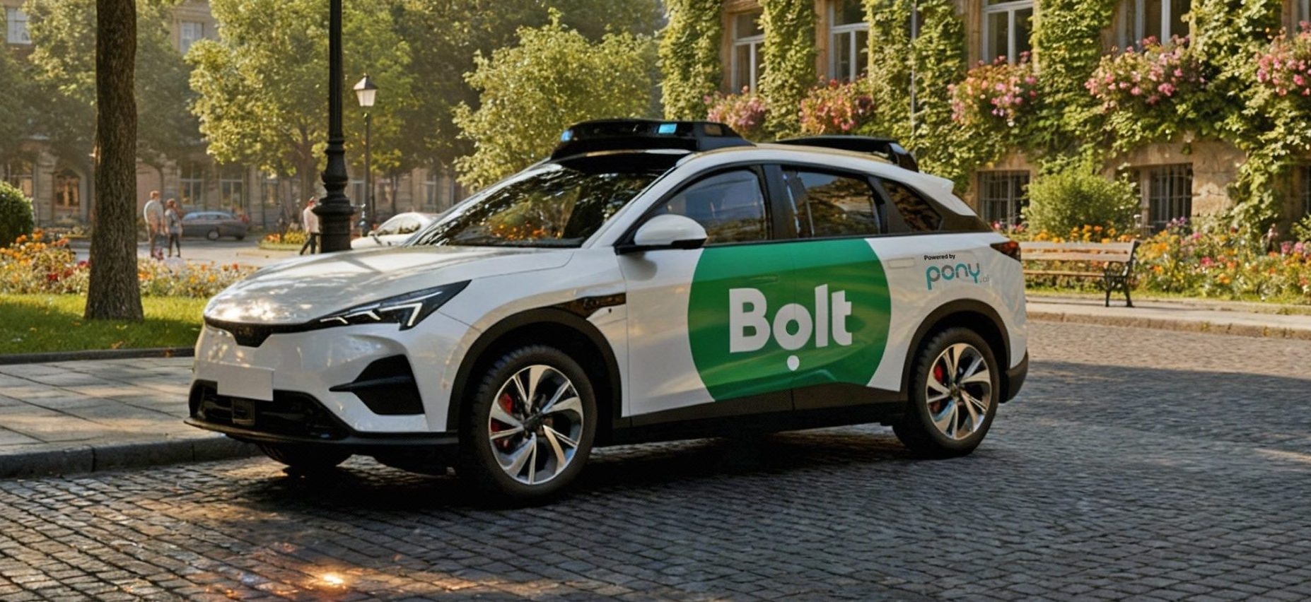 Picture of a Bolt car installed with Pony AI's autonomous vehicle tech