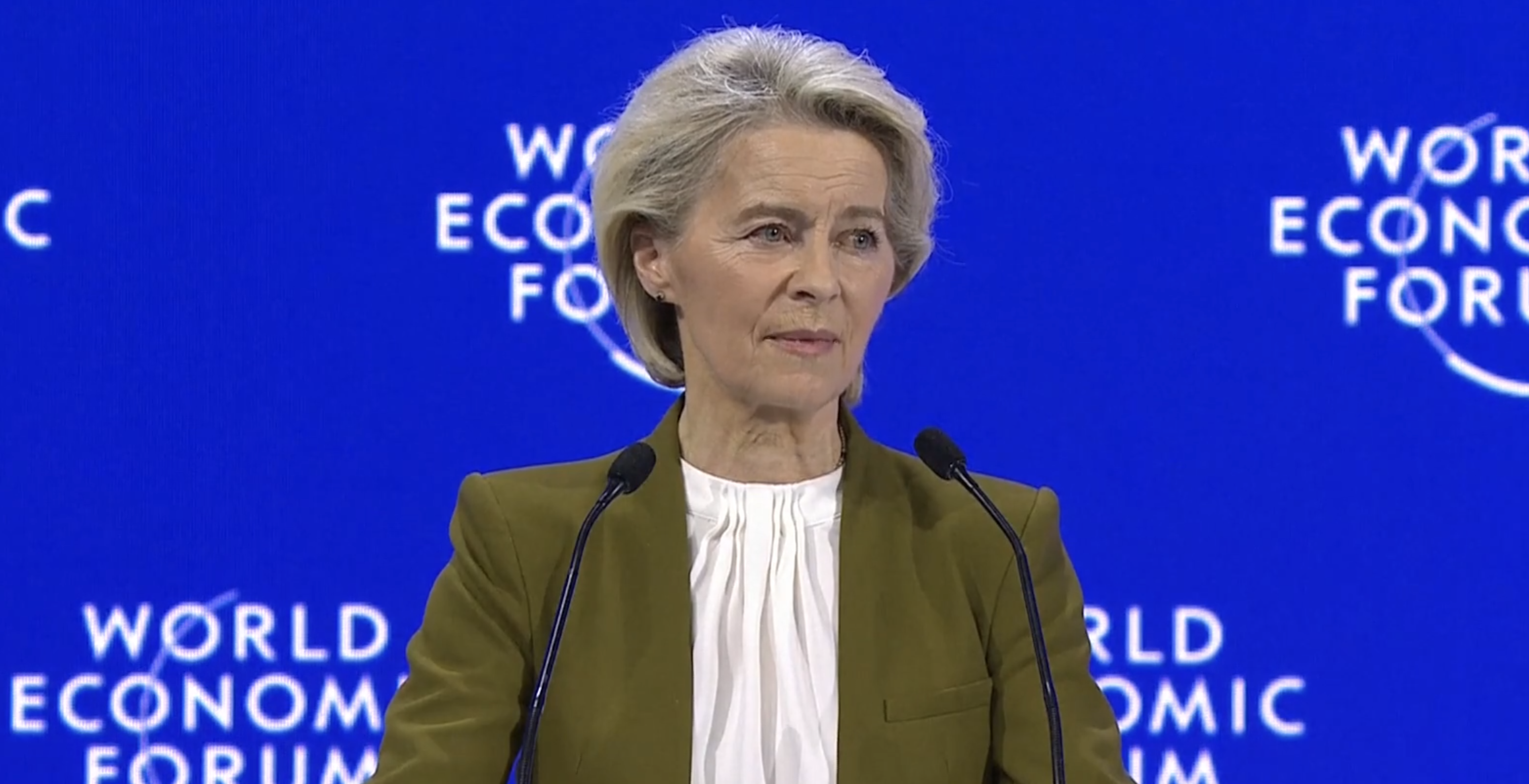 Ursula von der Leyen speaks at the World Economic Forum in Davos