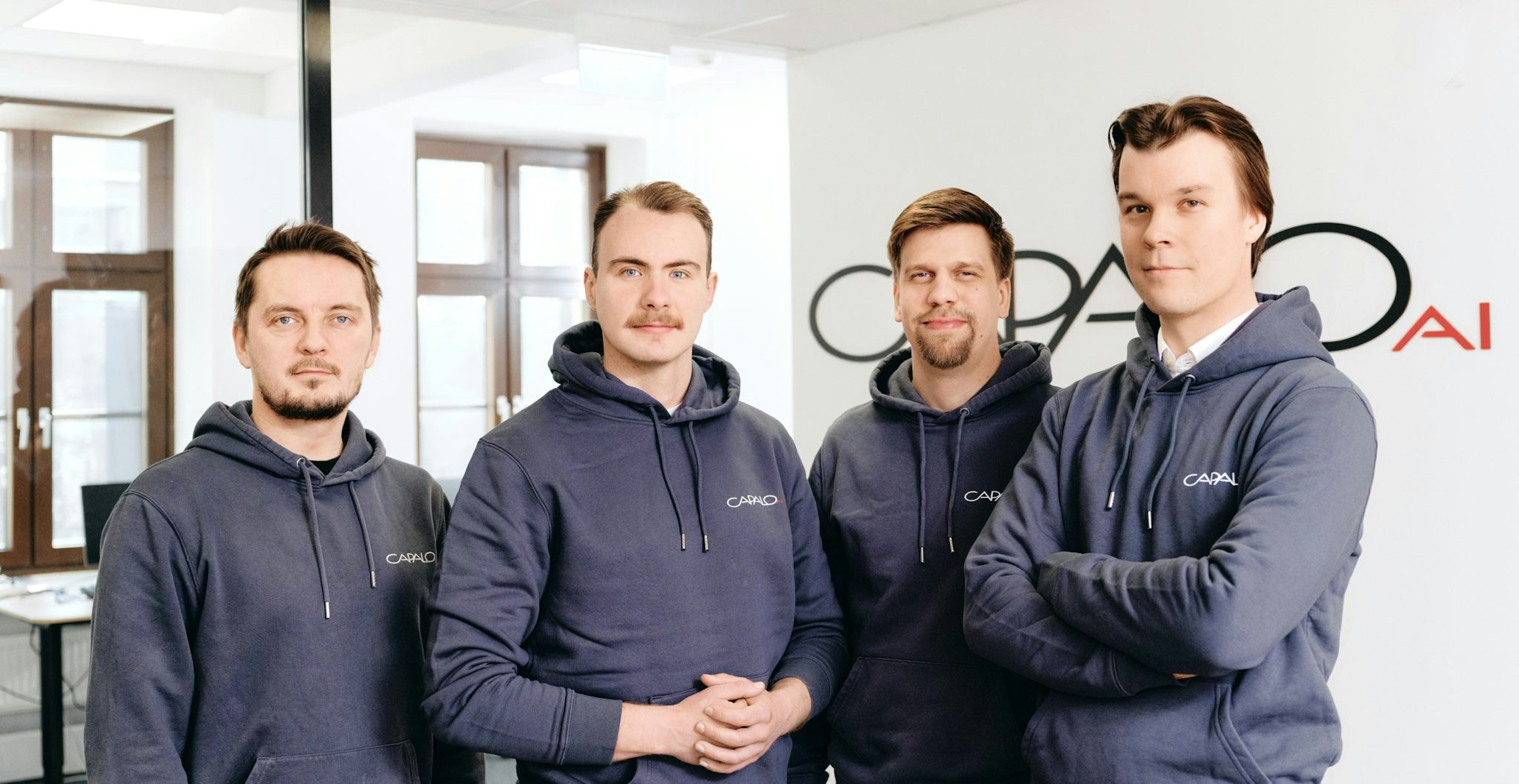 Capalo AI founders. From left: Eerik Jauhiainen, Henri Taskinen,Teemu Lappalainen, Riku Kukkonen